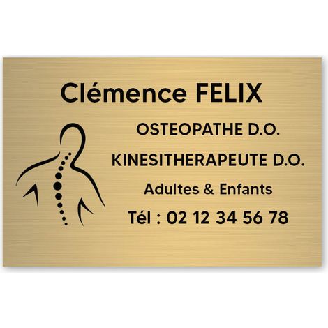Plaque professionnelle PVC 30x20 Personnalisée avec Logo | Kinésithérapeutes - Or lettres noires (1/3)