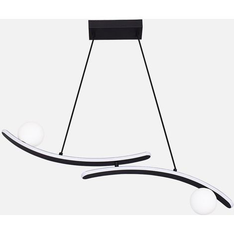 Suspension Fermoselle 24W+6W 4000K noire, orientable, 82x9 cm, 2550 lm