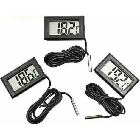 LaBlanc Mini-Digitalthermometer mit LCD-Display und Temperaturfühler für Kühlschränke, Gefrierschränke und Aquarien (3x Schwarz) (1/5)