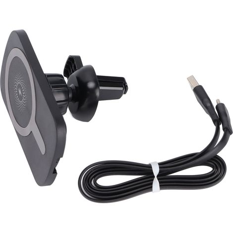 C14 15W Kabelloses magnetisches Kfz-Ladegerät für iPhone und andere Mobiltelefone – Robustes Lüftungsschlitz-Ladegerät – Schwarz (1/5)