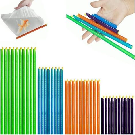 Clips De Fermeture Pour Sacs - 40 Pièces - 125 185 225 285 Mm - Usage Alimentaire Et Industriel - Lot Complet (1/4)