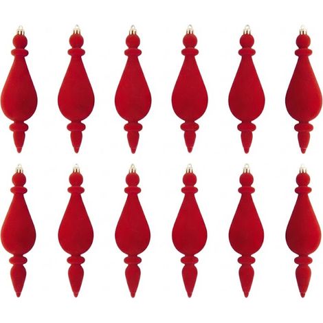 12 decorazioni Pendenti Rossi per l'albero di natale in Velluto grandi cm 19x5.5 con Gancio per Decorazione addobbi Alberi ghirlande casa ufficio (1/5)