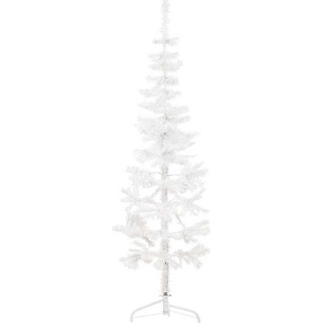 Künstlicher Halb-Weihnachtsbaum mit Ständer Schlank Weiß 180 cm