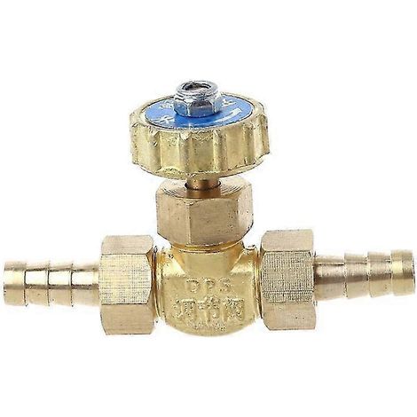 Robinet à aiguille coudé en laiton 8 mm pour gaz propane/butane, raccord cannelé, 1 MPa (1/5)