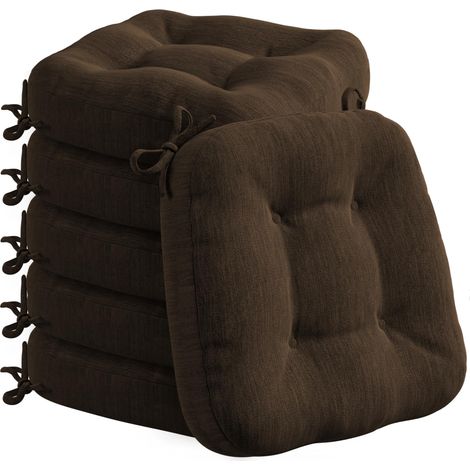 Lot de 6 coussins d'assise 40 x 40 x 8 cm, extra épais, confortables, avec housse imperméable, lavables et antidérapants, en mousse à mémoire de forme, pour chaise, d'extérieur et de jardin (1/5)