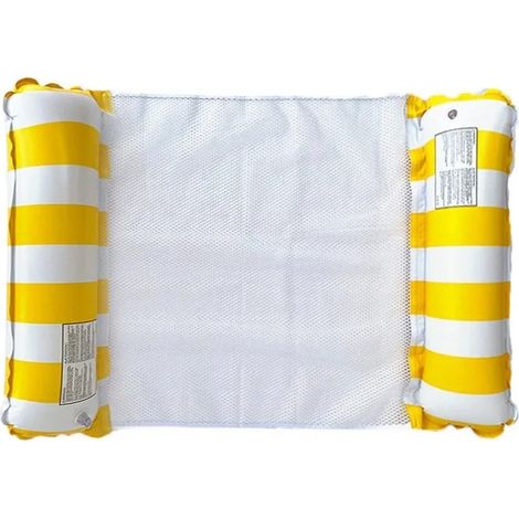 (Jaune) Chaise longue gonflable pliable, idéale pour les fêtes au bord de la piscine et la détente à la plage, avec un dossier en filet. (1/3)