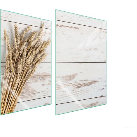 Plaque de protection en verre pour cuisine 2x35x52 bois (1/5)