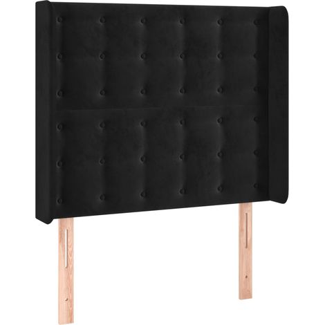 Testiera Testata del letto ad Orecchio Nera 83x16x118/128 cm in Velluto (1/4)
