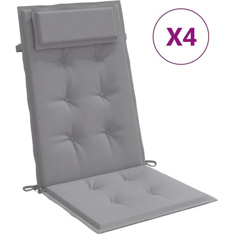 Coussins de chaise à dossier haut lot de 4,Coussins d'extérieur gris tissu oxford CFW310636 (1/5)