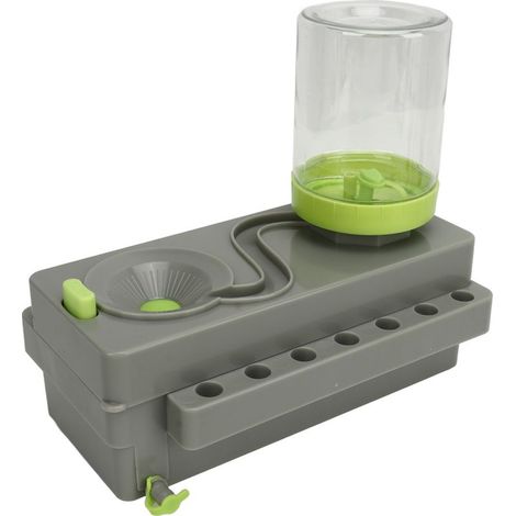 Nettoyeur de pinceaux à peinture, rinçage en plastique avec tuyau de drainage pour salle de classe à l'extérieur, famille gris et vert (1/5)