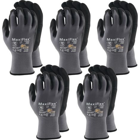 ATG MaxiFlex Handschuhe Ultimate Schutzhandschuhe, Montagehandschuhe Arbeitshandschuhe, atmungsaktiv, Nitril-Mikroschaum, grau/schwarz, Größe 11 - 5 Paar