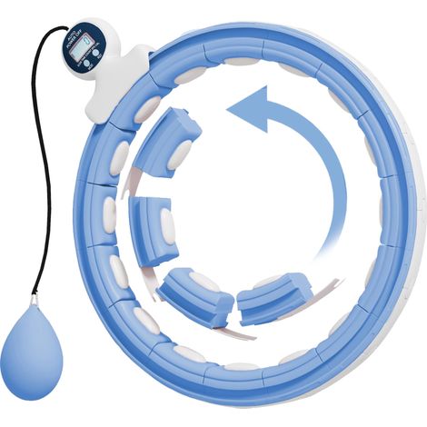 Hula Hoop Cerceau avec Picots de Massage ajustable de 76 à 113 cm de tour de taille 16 segments amovibles, bleu clair (1/5)
