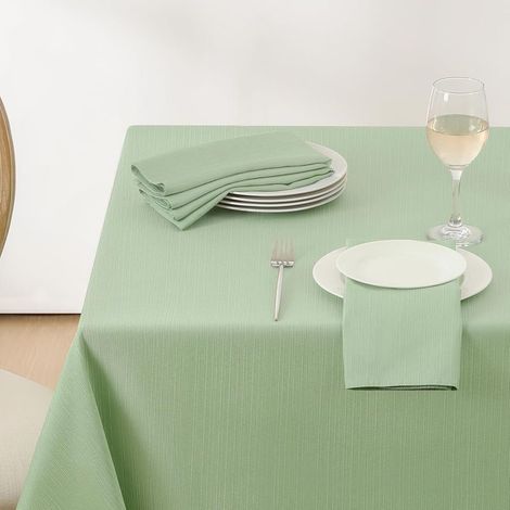 Rechteckige Tischdecke 140 x 240 cm, Salbeigrün, fleckenabweisend, waschbar, wasserdicht und strapazierfähig. Geeignet für Geburtstage, Hochzeiten, Bankette, Restaurants, Partys und Babypartys. (1/5)