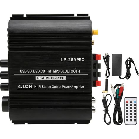 Amplificateur Bluetooth 5.0 HiFi Stéréo 4.1 Canaux, Récepteur Audio Sans Perte Multi-Lecture, Système avec Télécommande, Prise US 100-240V (1/5)