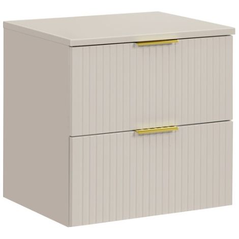 Set für Badezimmer NOXERA 60 cm – Congo Braun – Platte für Waschbecken + 2 Schubladen