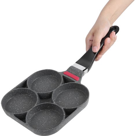 Poêle à Pancakes Aluminium pour Cuisinière à Gaz - Moule à Œufs et Hamburgers avec Manche (1/5)