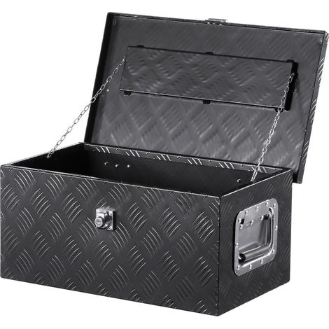 508x305x241 mm Boîte à Outils Aluminium Coffre de Rangement pour Benne Pick-up et Remorque Verrouillable Noir (1/5)