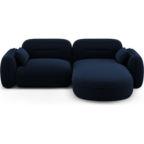Canapé d'angle droit modulable 3 places en velours bleu roi (1/5)