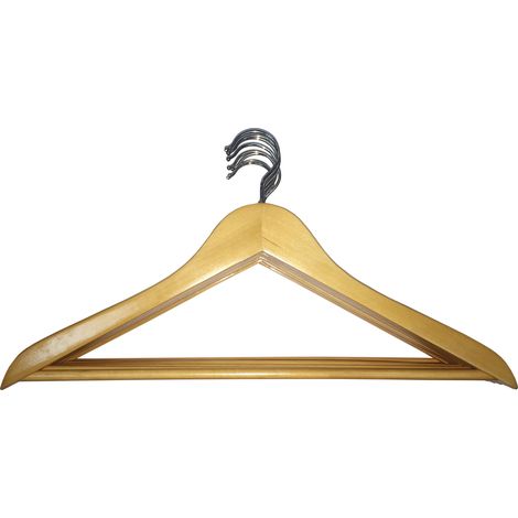 TrendLine Kleiderbügel mit Steg, Wäschebügel, Holzkleiderbügel mit Hosenstange