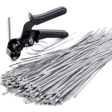 Pistolet à serre-câbles en acier inoxydable avec 100 attaches de 30 cm (1/5)