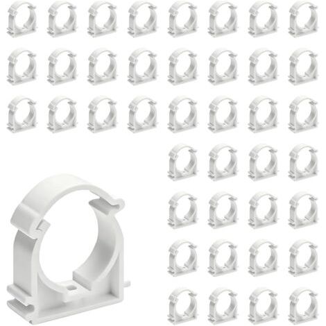 40 Collier de Serrage,Plastique Blanc 16 mm,Fixation Murale,Tuyau Eau PVC,Jardin Salle de Bain