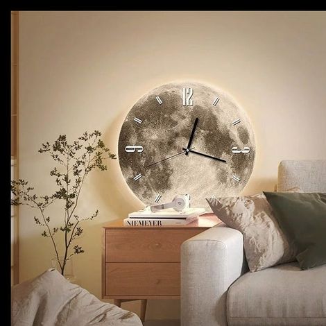 Applique murale horloge haut de gamme, lampe décorative élégante pour salon, lumière d'ambiance LED de 40 cm de diamètre + câble USB de 2 mètres. (1/5)