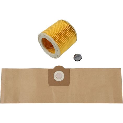 5 sacs et 1 filtre pour aspirateur KARCHER WD3 Premium, WD 3.300 M, WD 3.200, WD3.500 P (référence 6.959-130).-AquaForge (1/5)
