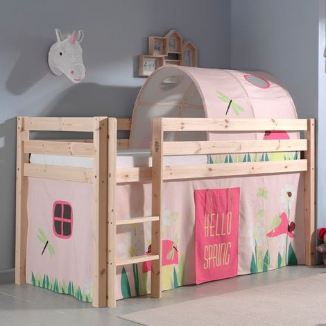 Lit mi-hauteur Charlotte avec tente et tunnel de lit Spring -