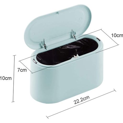 Cestino da scrivania con coperchio - contenitore per la raccolta differenziata - porta pennelli per il trucco - Geschikt voor for office, Bathroom, home, & pet food storage (light blue) (1/4)