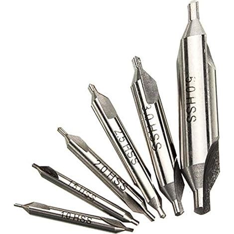Lot de 6 forets à centrer HSS 1 mm/1,5 mm/2 mm/2,5 mm/3 mm/5 mm Outils de travail à 60 degrés pour le positionnement et le chanfreinage (1/5)