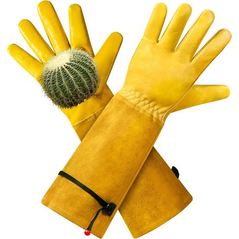 Gardening Gloves for Women and Men Leather Long Sleeve, Puncture Resistant, Thickening Anti-Cut with Forearm Protection for Gardener and Farmer (1/5)