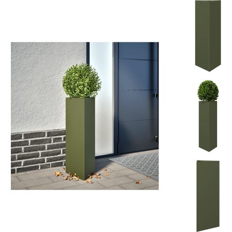 Jardinière vert olive triangulaire 30x26x75 cm acier - Jardinière - Jardinières - Jardinière D'extérieur - Jardinière De Patio (1/5)