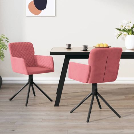 Lot de 2 Chaises de salle à manger pivotantes - Chaises à dîner Rose Velours BV431536 - BonneVie (1/5)