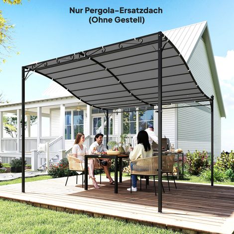 Ersatzdach für Pergola Sonnensegel für Terrassenüberdachung Ersatz-Dachplane für 3 x 3 m Pavillon 298x293 cm Dunkelgrau