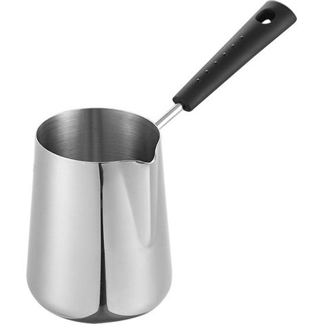 Cafetera moka, Cafetera turca, Derrite sólidos, Calienta, Se puede usar para hacer jarabe de arce, calentar salsas, calentar leche, etc, Plateada (1/5)