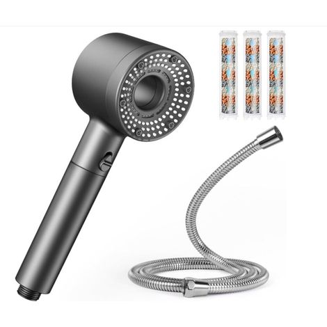 Pommeau de Duche Haute Pression, Pommeau de Duche Economie Deau avec Tuyau Douche 1.5M, Anti Calcaire Douchette avec Filtre avec 5 Modes de Jet (1/5)