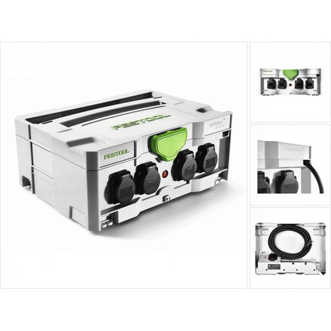 Festool – Coffret SYS-PowerHub avec 4 prises de courant – 10 m câble H07 RN F3G1,5 – Thermosécurisé pour chantiers – Compatible Systainer