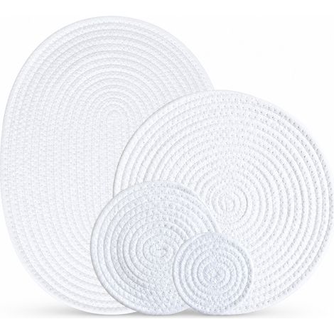 dessous-de-plat isolant blanc 24 cm en coton pour la maison (1/5)