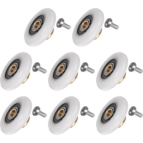 Roulettes de Porte de Douche Diamètre 25 mm, Pièces de Rechange pour Porte en Verre de Salle de Bain, Poulies de Porte de Douche Coulissante, Pack de 8 Pièces (2 Ensembles) (1/5)