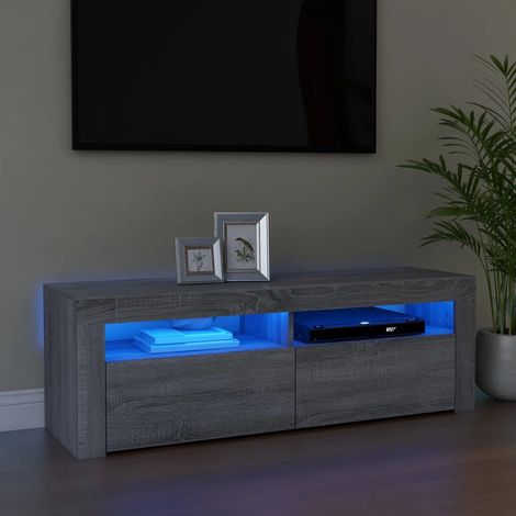 Meuble TV - Armoire de salon Banc TV avec lumières LED sonoma gris 120x35x40 cm -FR44453 (1/5)