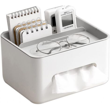 Rechteckiger Deckelhalter für Taschentücherbox mit Handtuchablage, grau (1/5)