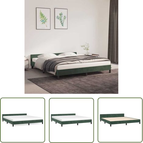 The Living Store Cadre de lit sans matelas vert foncé 160x200 cm velours - Cadre De Lit - Lit Double - Lit Velours - Lit Design - Literie (1/5)