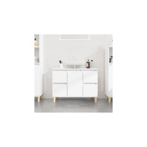 Meuble d'évier blanc 80x33x60 bois d'ingénierie (1/5)