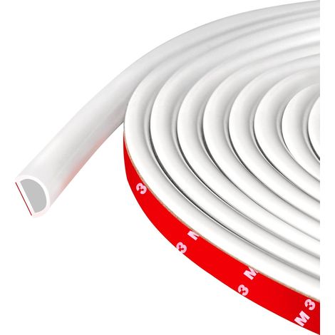 Joint de porte autocollant en silicone en forme de D pour cadre de porte/fenêtre, blanc (9 mm de large x 6 mm de haut), Longueur 6 m (1/5)