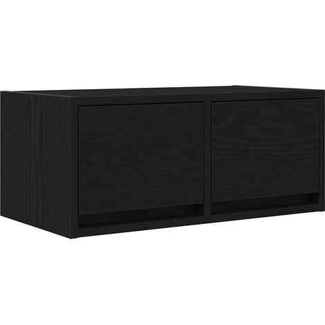 Porta TV a parete compatto 60 x 31 x 25 cm comoda conservazione design moderno in legno multistrato nero 020051673