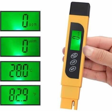 Stylo testeur numérique TDS portable pour la qualité de l'eau : mesure de la conductivité électrique (TDS), de la pureté et de la température (ppm), thermomètre et 4 modes d'affichage. (1/5)