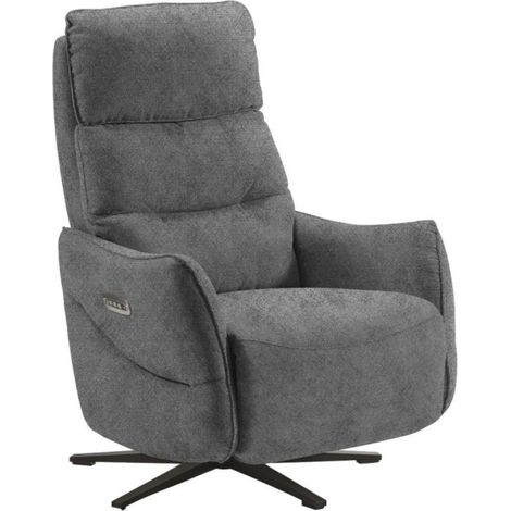 Canapé de relaxation en microfibre Kondonia-Gris-Système Electrique-1 place fauteuil