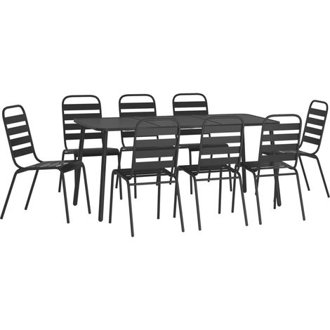 Set da pranzo da giardino mobili da esterno 9 pezzi acciaio antracite 020014064