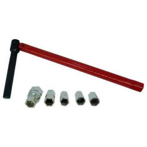 Cle Lavabo speciale Mitigeur Ø 13mm + 5 Douilles ø 8 - 9 - 10 - 11 - 12 mm, Rouge