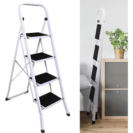 Tabouret/échelle pliant, 4 marches, facile à plier et à transporter, patins antidérapants et pédales larges, sûrs et fiables (1/5)